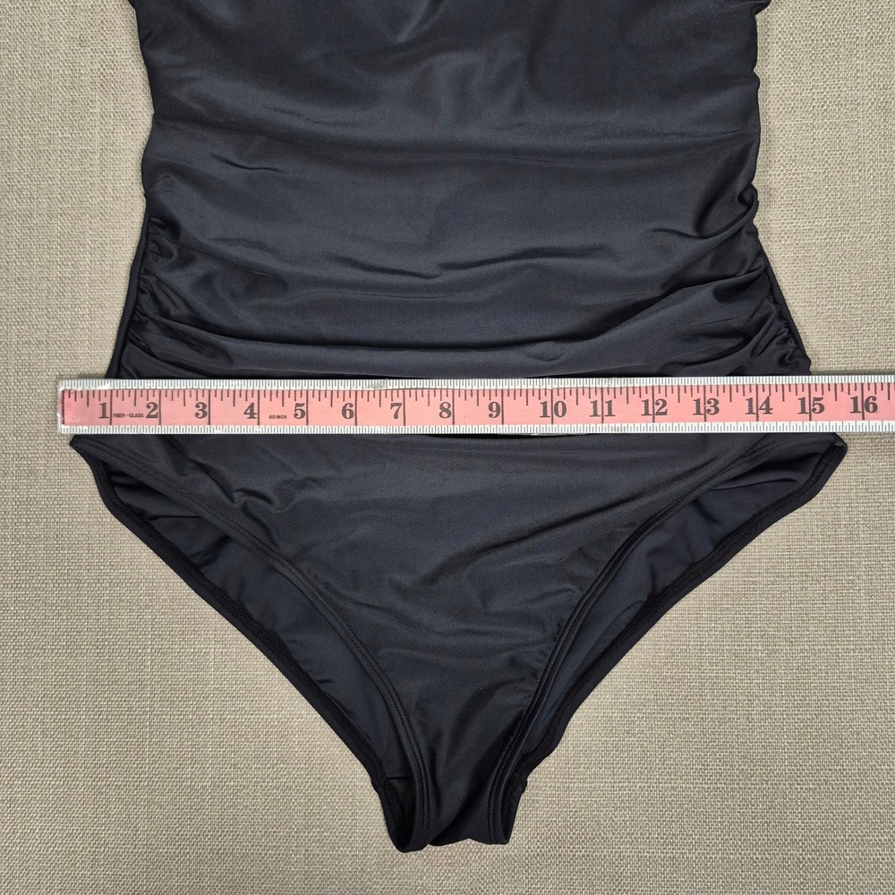 B2prity Womens One Piece Swimsuit Tummy Control Black White Ruched Medium - Picture 5 of 9